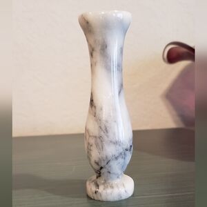 Vintage Small Marble Bud Vase White & Gray 50's Mid-Century Vanity Perfume